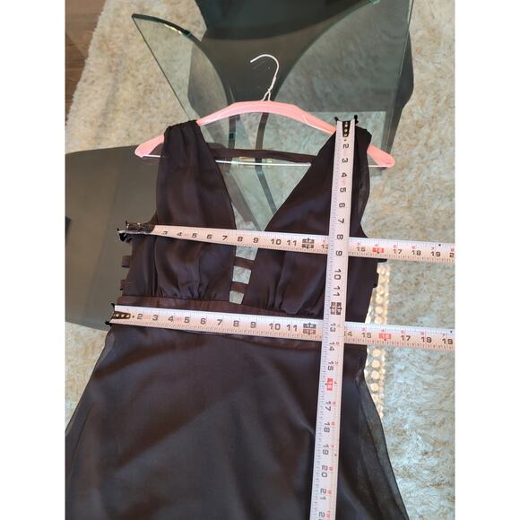 Casting Girl Dress Women Large Black Sleeveless High Low Sheer Evening Formal - Picture 13 of 13